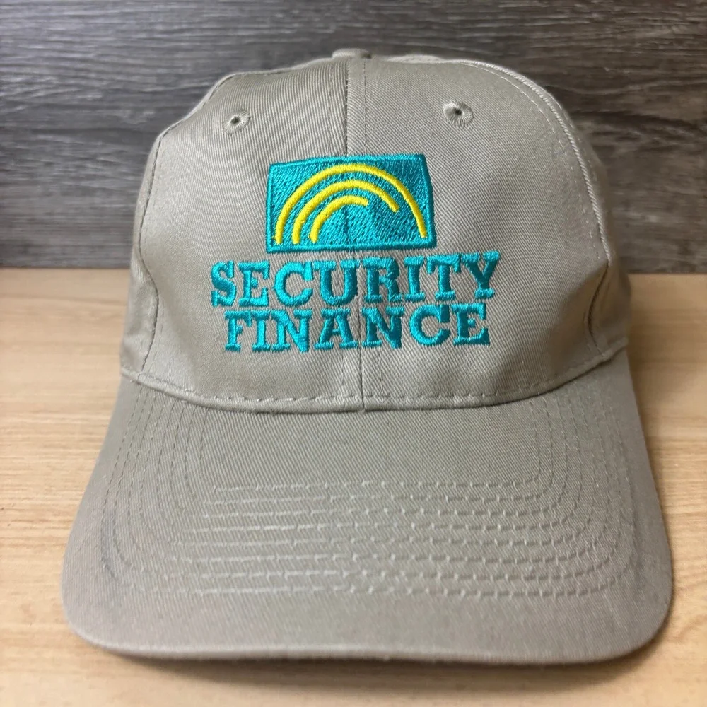 Security Finance Hat‎ Cap Strap Back Beige Brown Adjustable